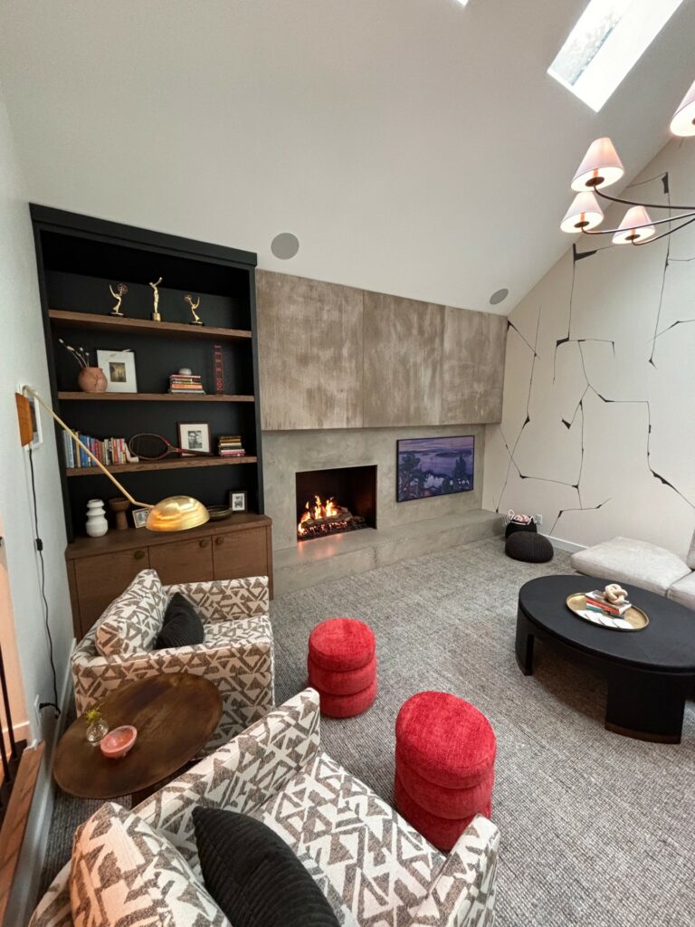 Fireplace and cabinet, Architecture, fireplace, fireplace hearth, hearth, mantel, mantle, fireplace mantel, fireplace mantle, fireplace surround, concrete fireplace, concrete, stone fireplace, luxury design, fireplace inspiration, fireplace inspo, interior design, modern design, modern, grey, modern, fluted, industrial