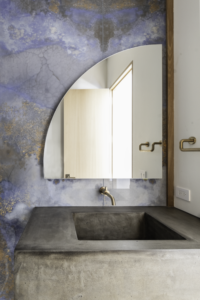 Powder bathroom concrete countertops