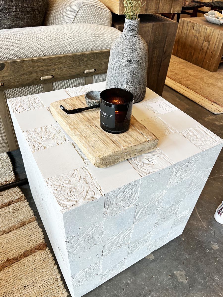 A custom concrete block form piece