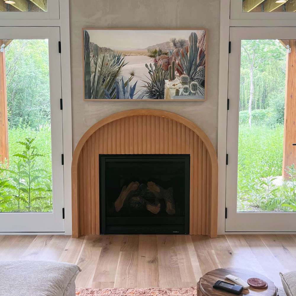 Concrete fireplace surround