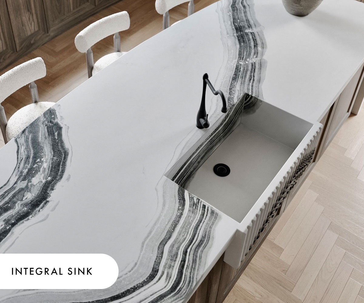 An integral concrete sink in the Gratitude pattern