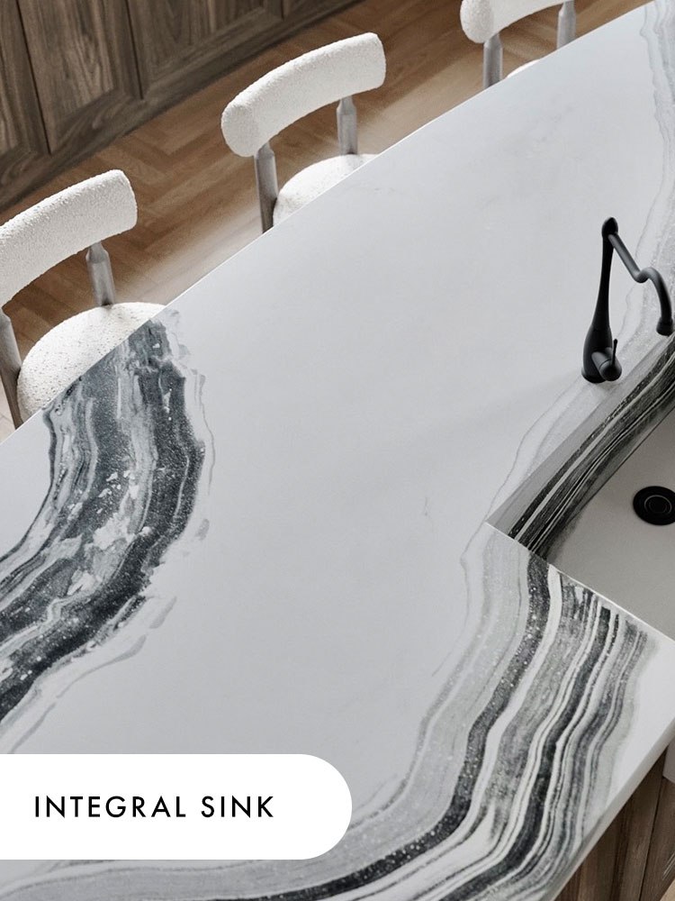 An integral concrete sink in the Gratitude pattern