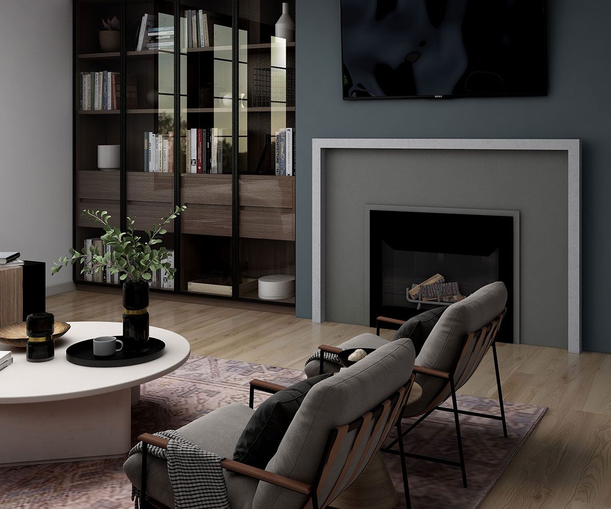 The Morey fireplace surround in the Purity pattern
