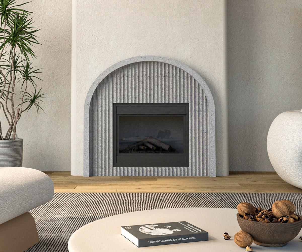The Ruth fireplace surround in the Purity pattern