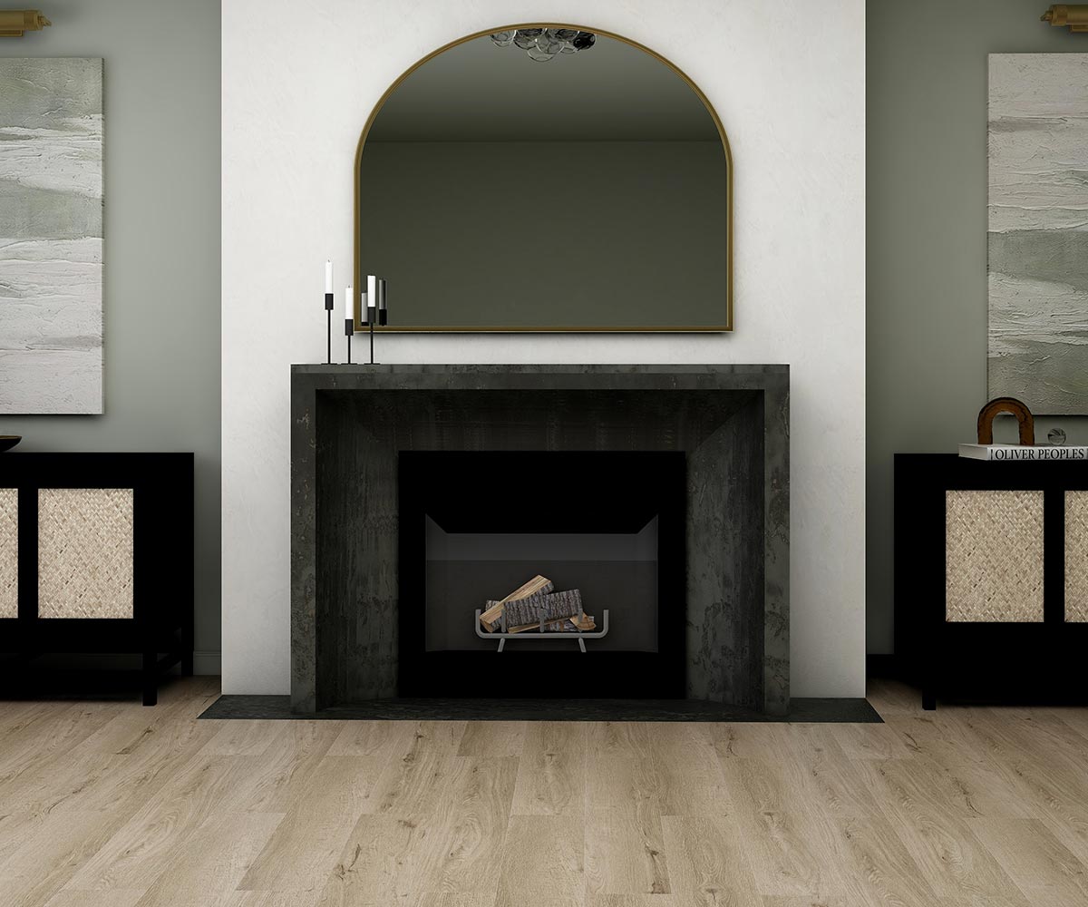 The Samuel fireplace surround in the Faithfulness pattern
