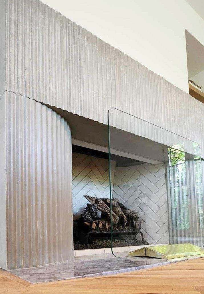 Close-up of a custom concrete surround