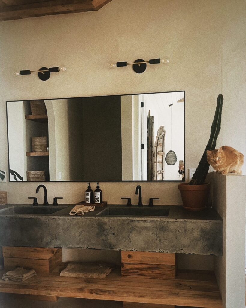 Industrial concrete bathroom vanity