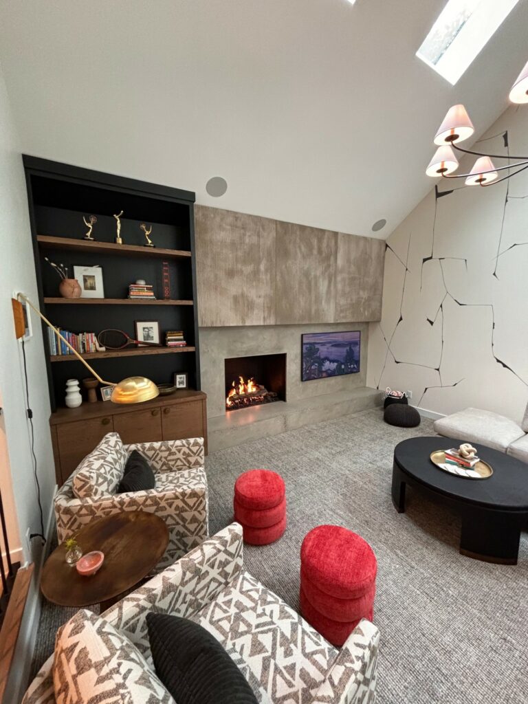 Concrete fireplace surround and cabinet