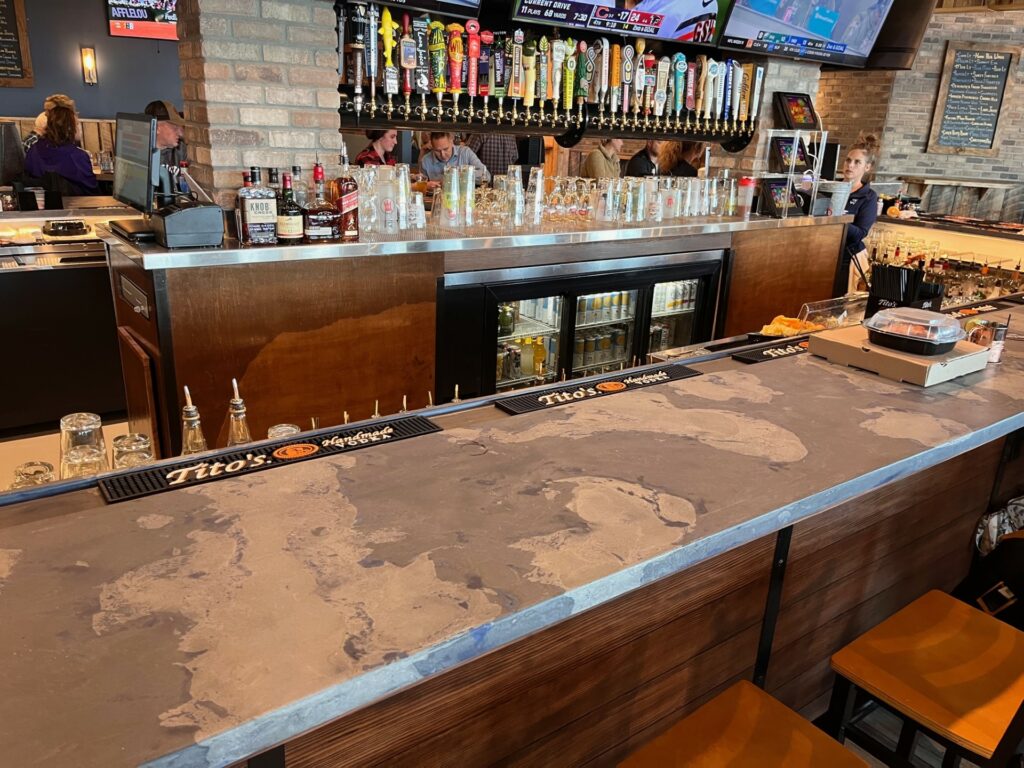 Outdoor concrete bar countertop