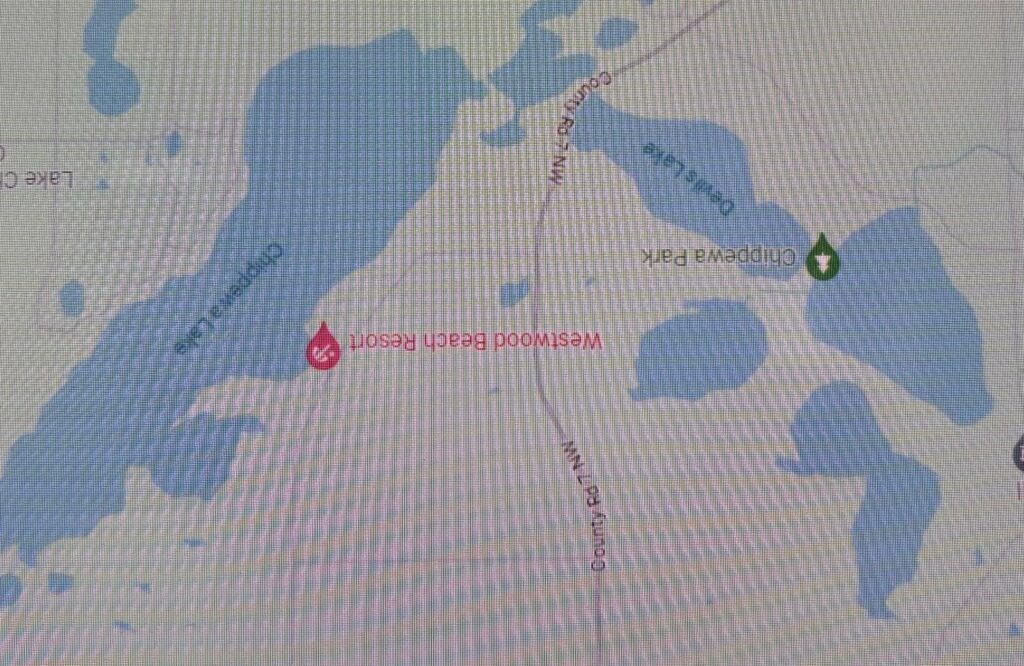 A map of Devils Lake and the surrounding area
