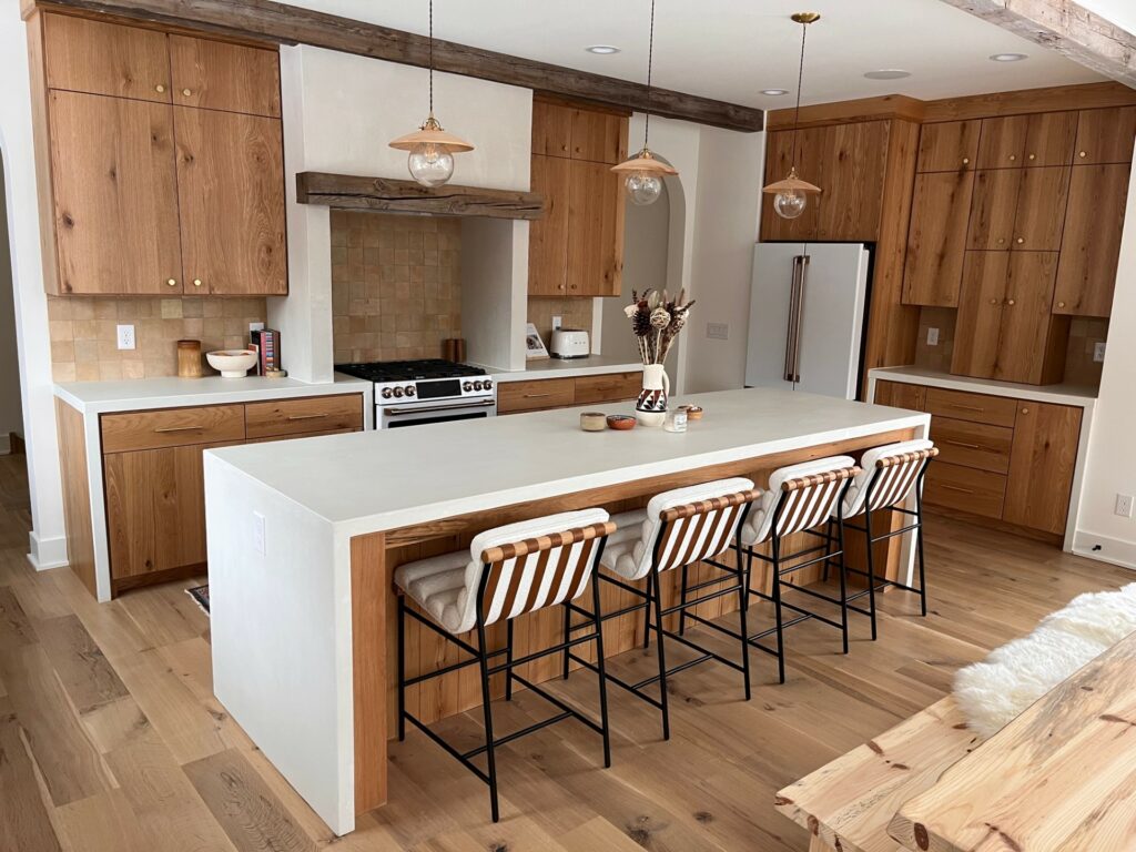 Kitchen with concrete legs countertops
