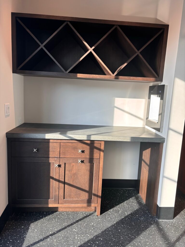 Exercise room concrete countertops