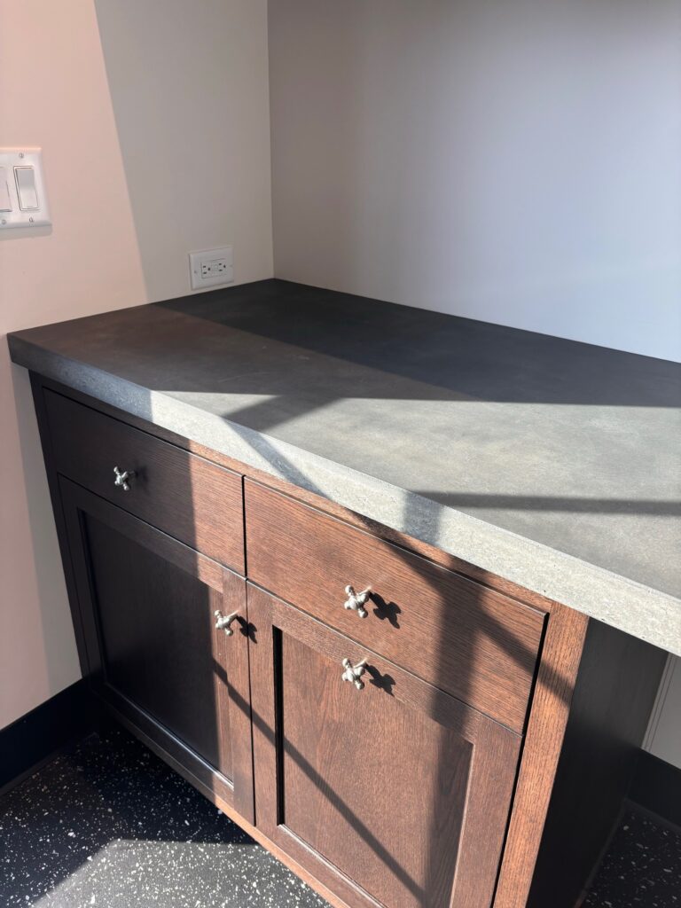 Exercise room concrete countertops