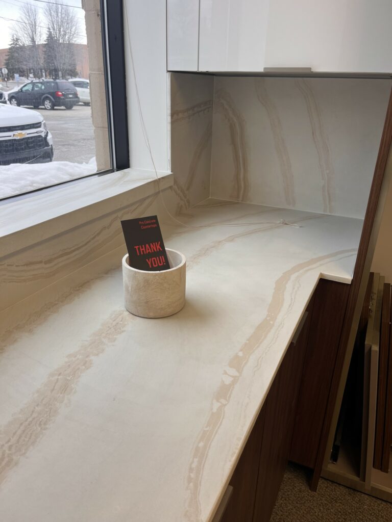 Gratitude pattern concrete countertop