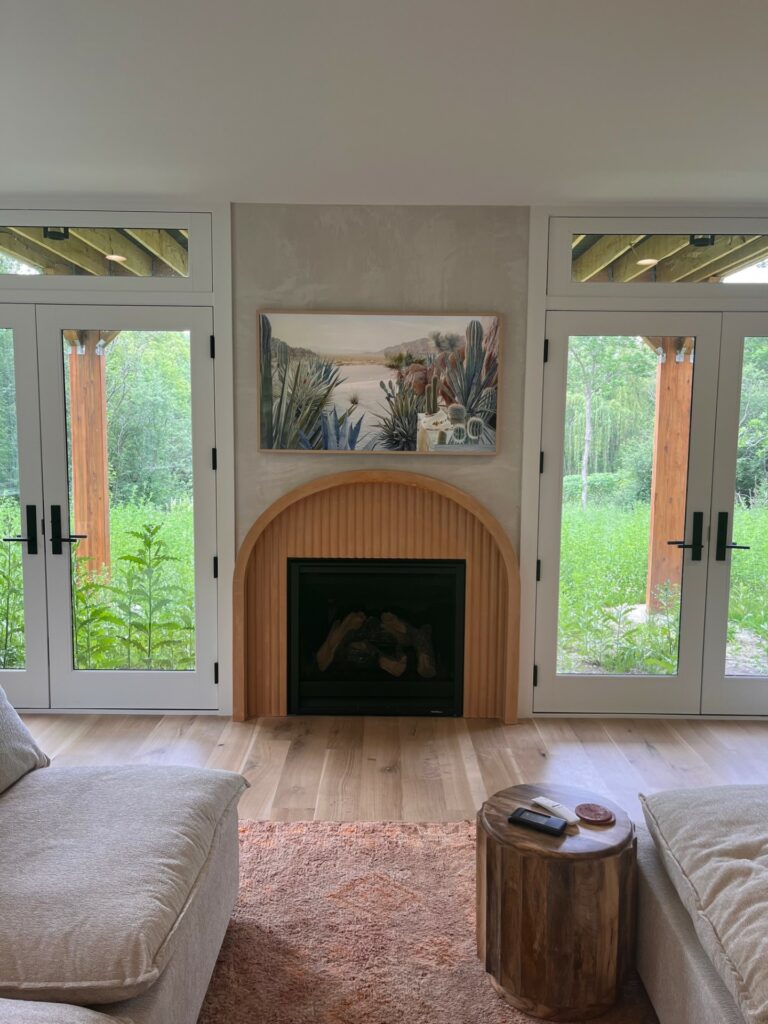 Terra cotta concrete fireplace surround