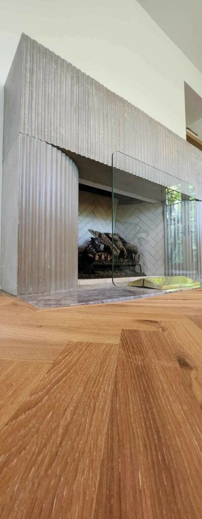 Concrete fireplace surround