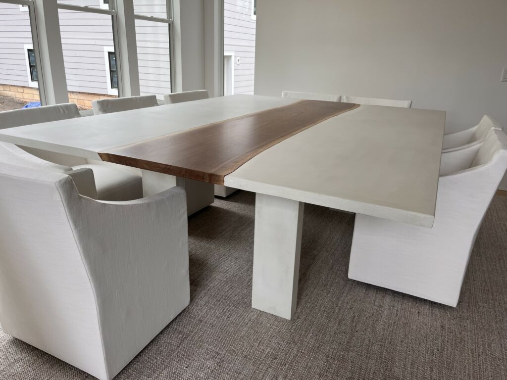 Black walnut and white concrete table