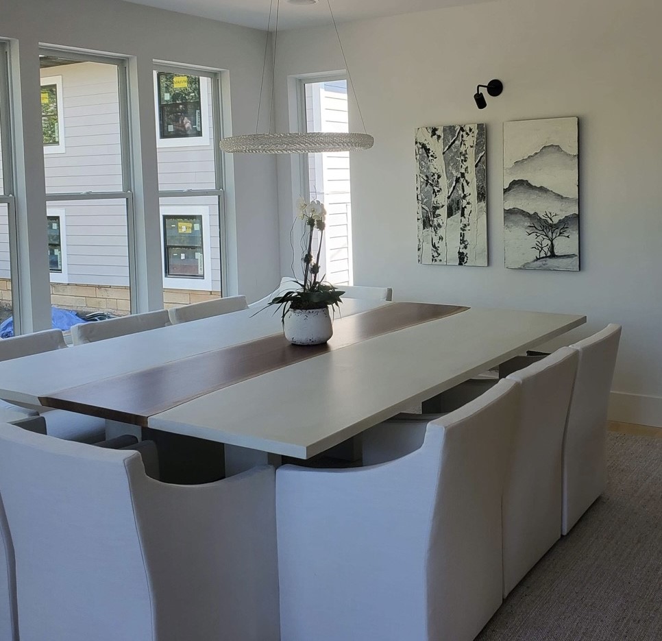 Black walnut and white concrete table